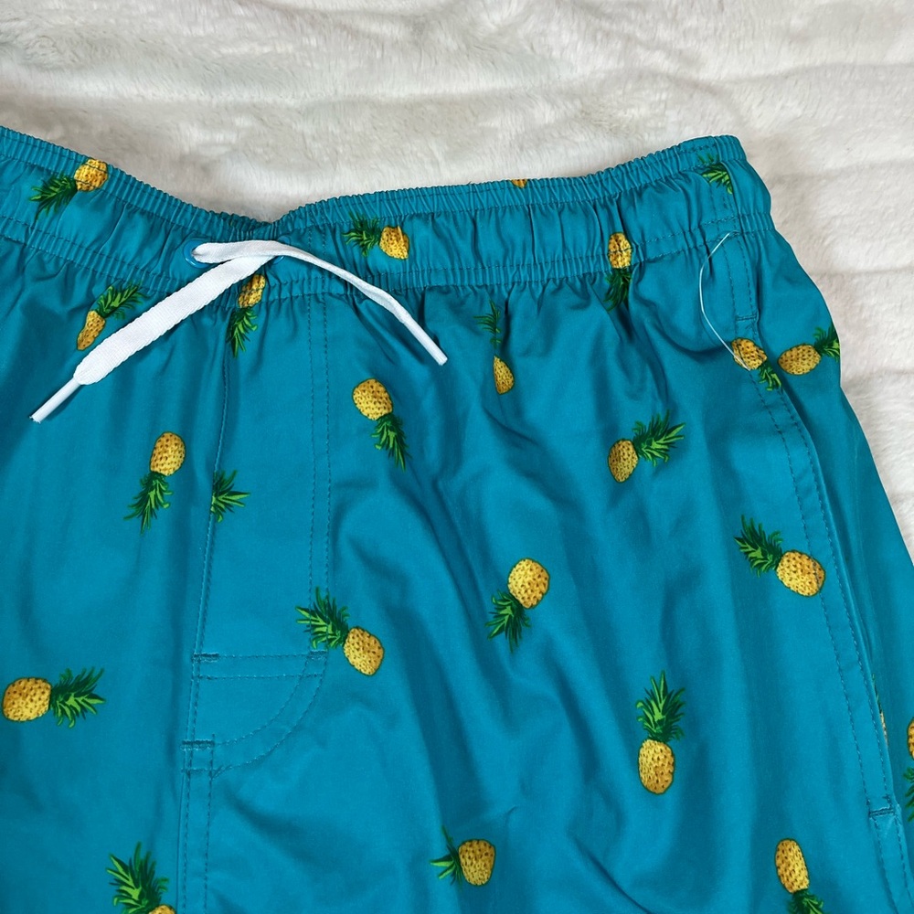 Old Navy Men S Blue Gold Pineapple Print Tropical Swim Trunks Lined Beach Cruise